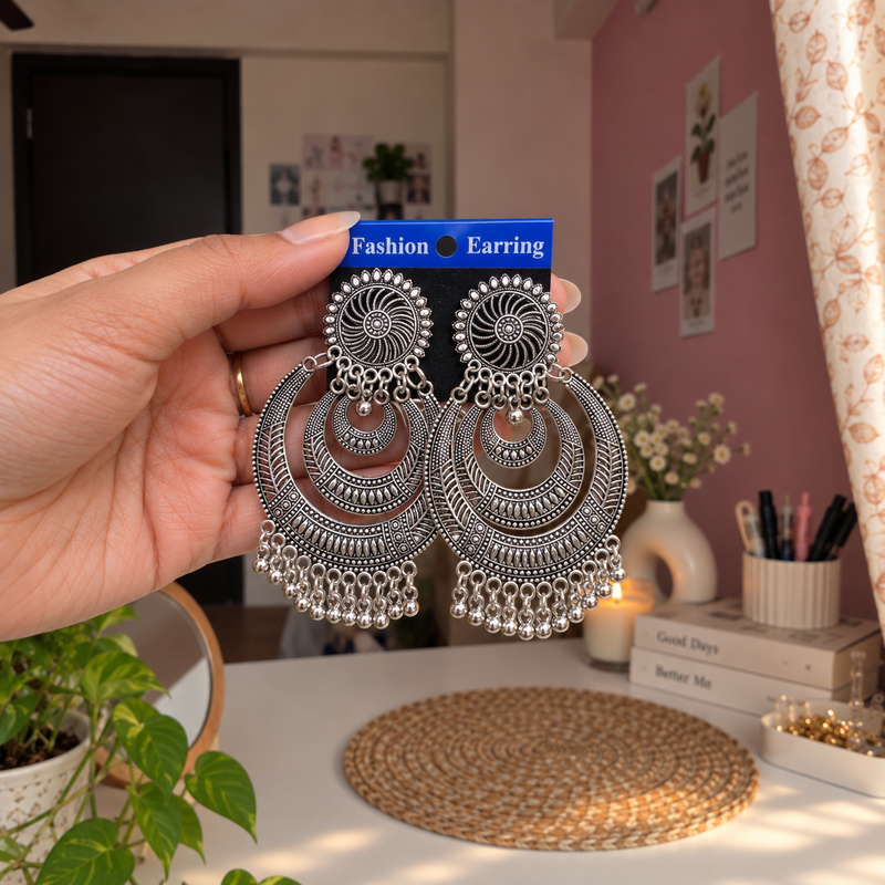 Oxidized Statement Bali Earrings | Traditional Ethnic Design