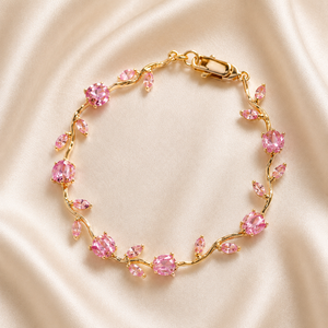 Pink Crystal Vine Necklace & Bracelet Set