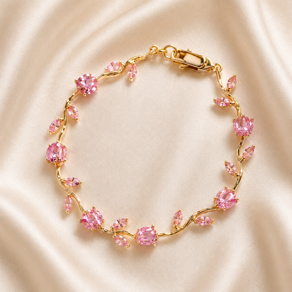 Pink Crystal Vine Necklace & Bracelet Set